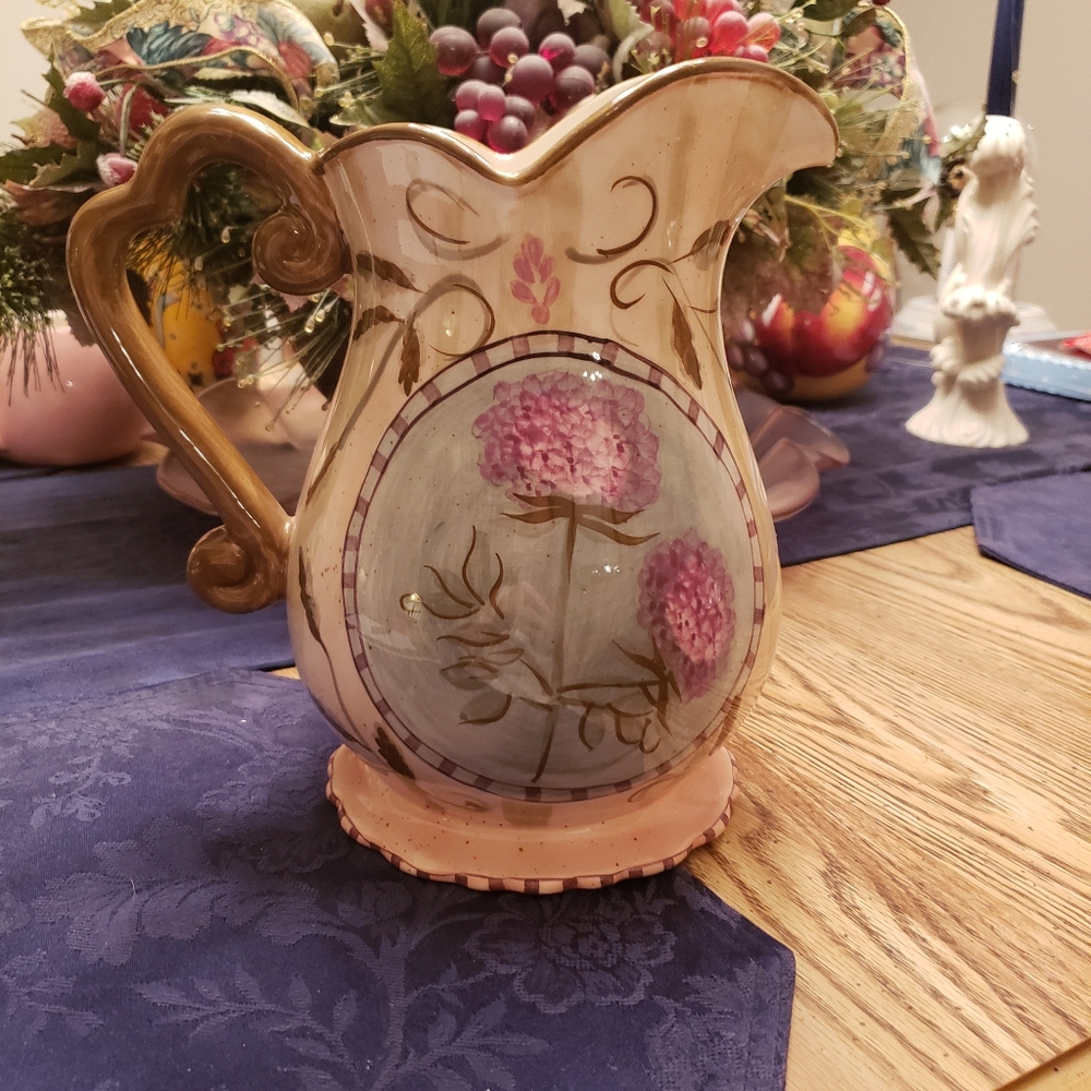 222 Fitth lbiza Flowers Pottery Large Pitcher